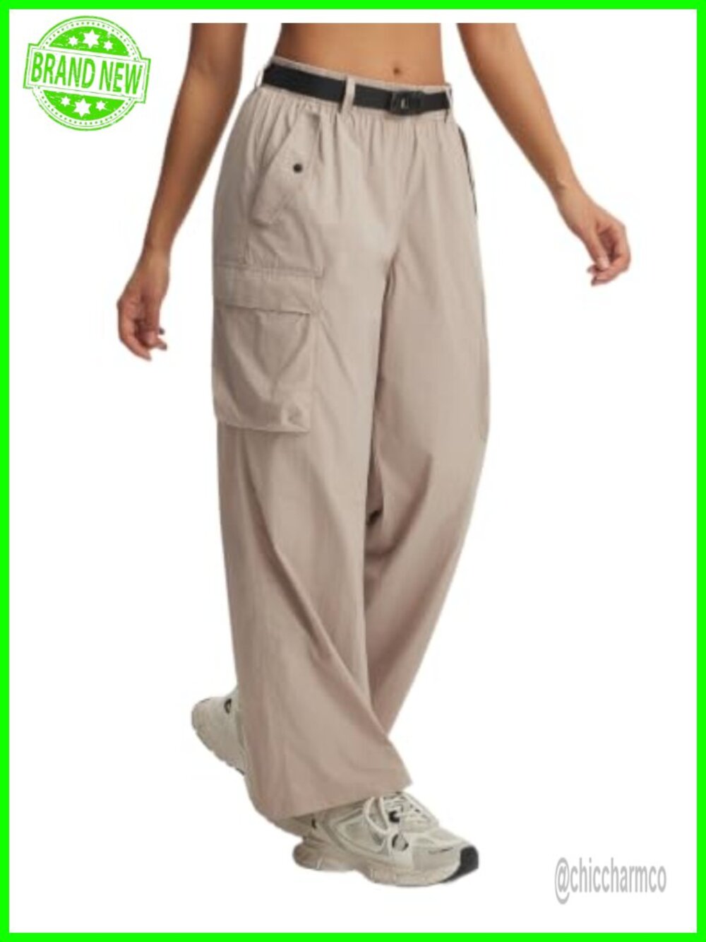 Women's Wide Leg Hiking Cargo Pants Pockets UPF 50 Lightweight Belted